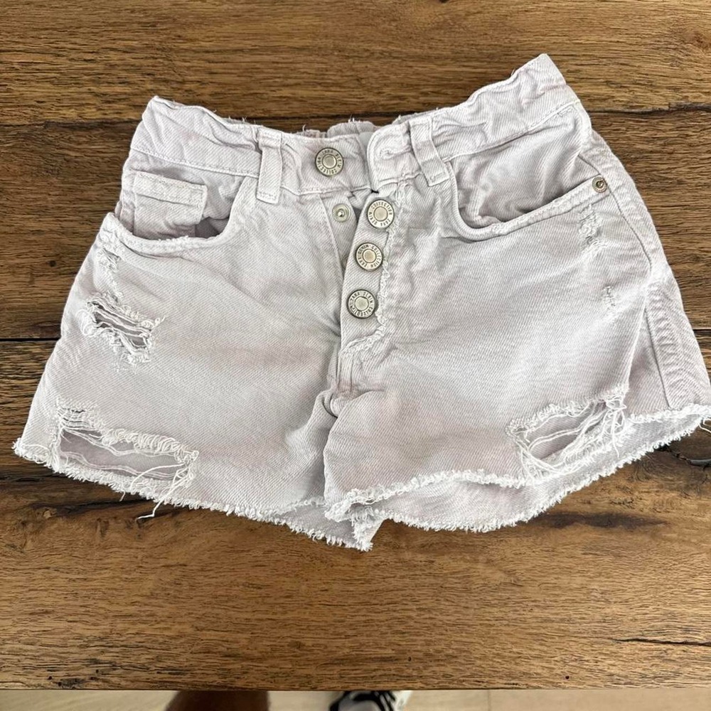 Zara white denim shorts with button detail, size 8